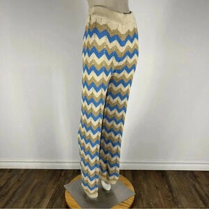 Italian Chevron Patterned Women's Crochet Knit Sweater Pants